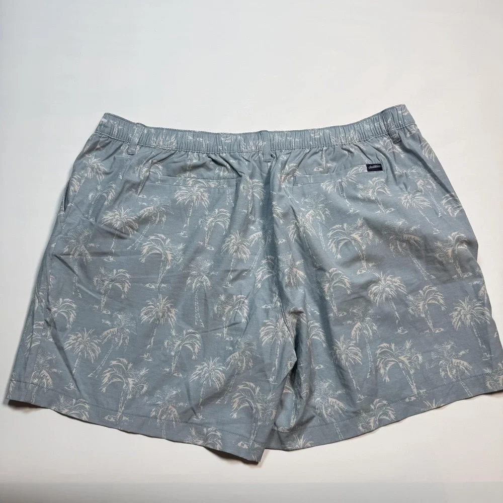 Chubbies‎ Shorts Mens 3XL Blue Palm Tree Beach Print Chino Elastic Waist